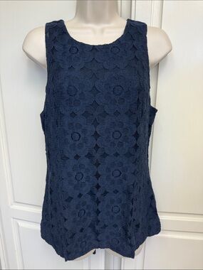 Banana Republic Navy Floral Lace Tank Top